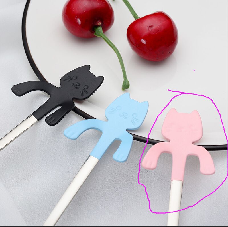 Cute Pet Dog Puppy 304 Stainless Steel Coffee Stirring Spoon Ice Spoon Teaspoon Tea Spoon Dessert Scoop Long Handle Tableware: one pink 11.5cm