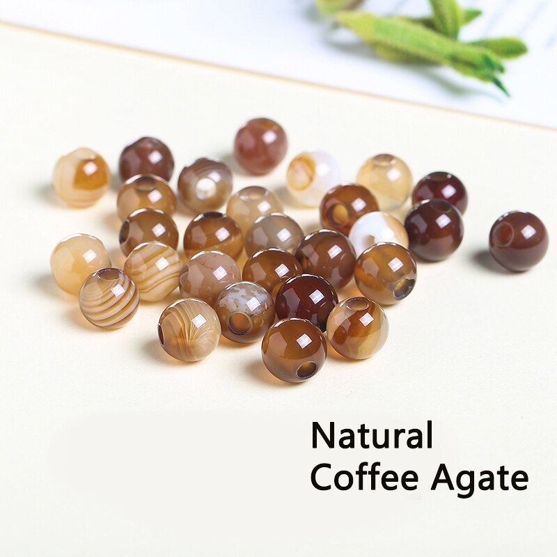 20 pz/lotto Naturale Branelli Allentati Rotondi di Pietra Per Monili Che Fanno della collana Del Braccialetto Accessori FAI DA TE 6 8 millimetri: Natural Coffee Agate / 6mm