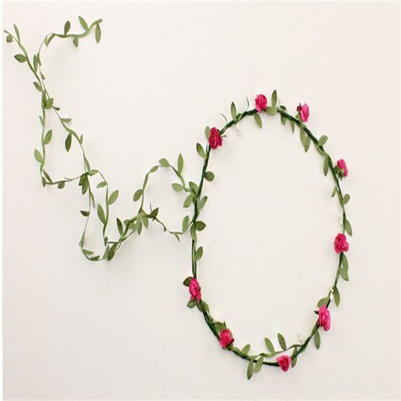Kvinder brud blomst pandebånd boheme stil blomster krone hårbånd dame elastisk strand hårbånd blad hår gør det selv tilbehør 9 farver
