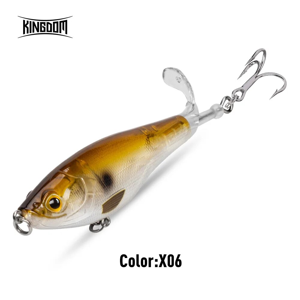 Reino Topwater Hélice Lápis Isca Popper Whopper Plopper 90mm 11g 110mm 17g Wobblers Artificiais Para Bass Pike Hard Lures: 120 milímetros / Molho roxo