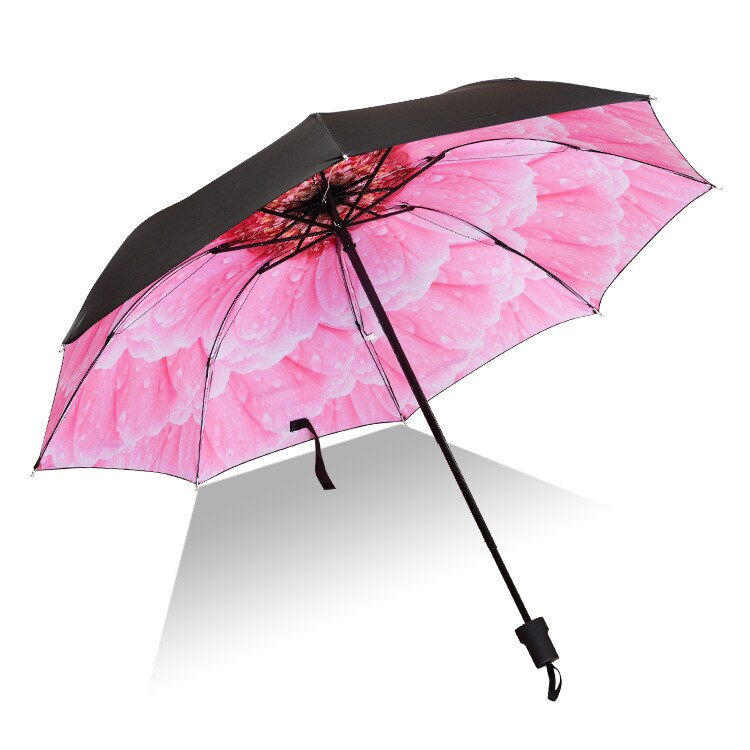 Umbrella Men Rain Woman Windproof Large Paraguas 3D Flower Print Sunny Anti-sun 3 Folding Umbrella Outdoor Parapluie: as picture10