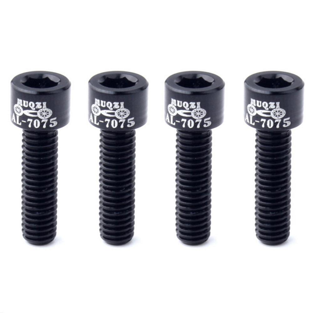 Parafusos coloridos para guidão de bicicleta mtb, 4 unidades, 7075 liga de alumínio, m5 * 17mm, parafusos de elevação da haste para ciclismo acessório: Black