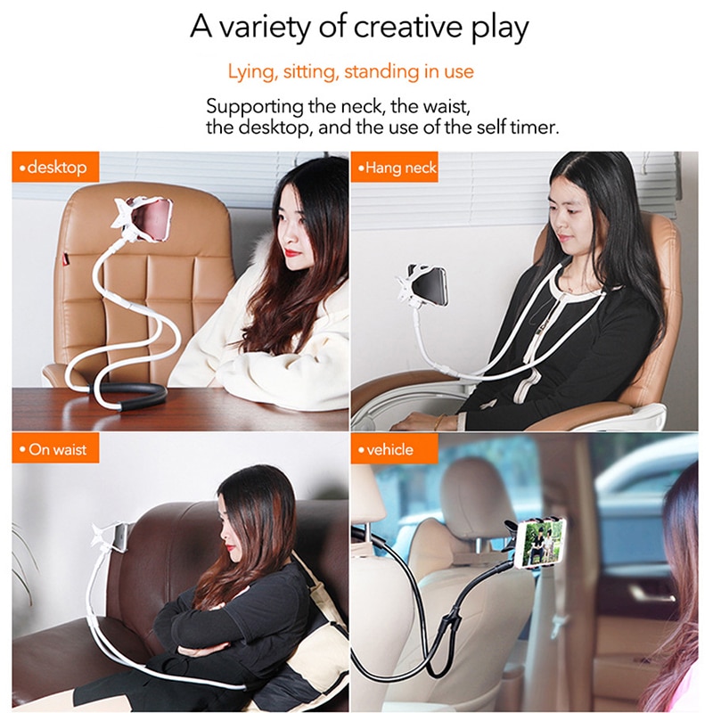 Portable Flexible Mobile Phone Holder Hanging Neck Lazy Necklace Bracket 360 Degree Smartphone For IPhone Xiaomi Huawei TSLM1