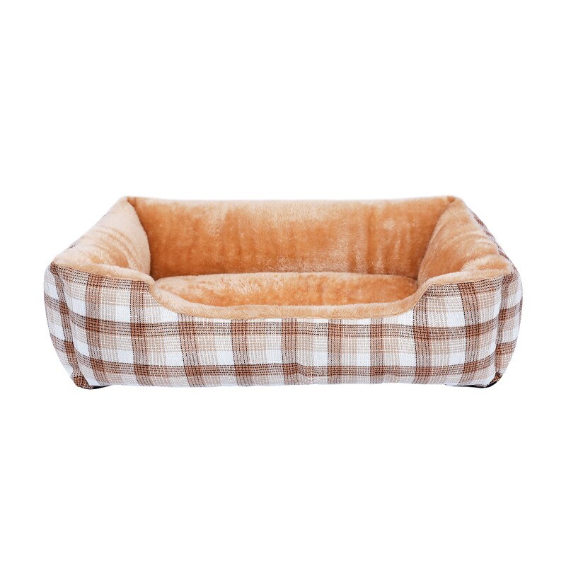 Camas grandes lavables para perros y gatos, sofá suave sin cremallera, cueva para cachorros, saco de dormir para mascotas, nido cálido de invierno: Khaki / S  50x35x18cm