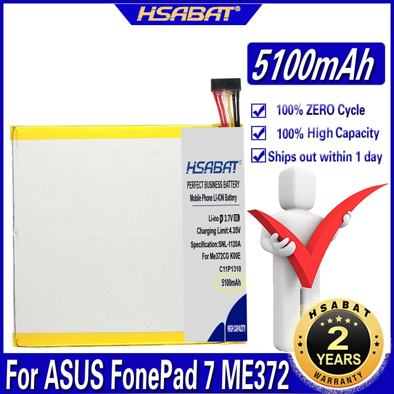 HSABAT C11P1310 5100mAh Top Capacity Battery for ASUS FonePad 7 ME372 ME372CG K00E Tablet PC