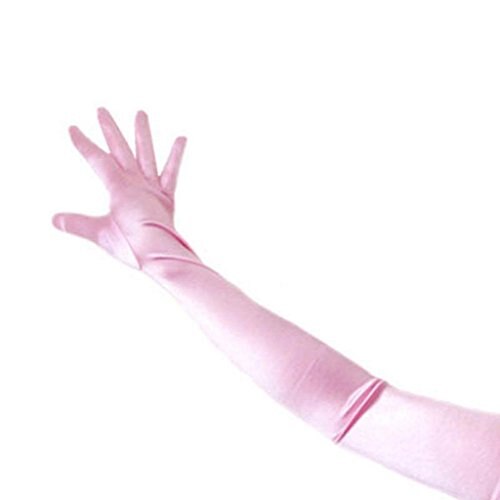 Lilla rød svart hvit brude fest hansker til bryllup prom one size stretch sateng opera kvinner rosa hansker: Rosa