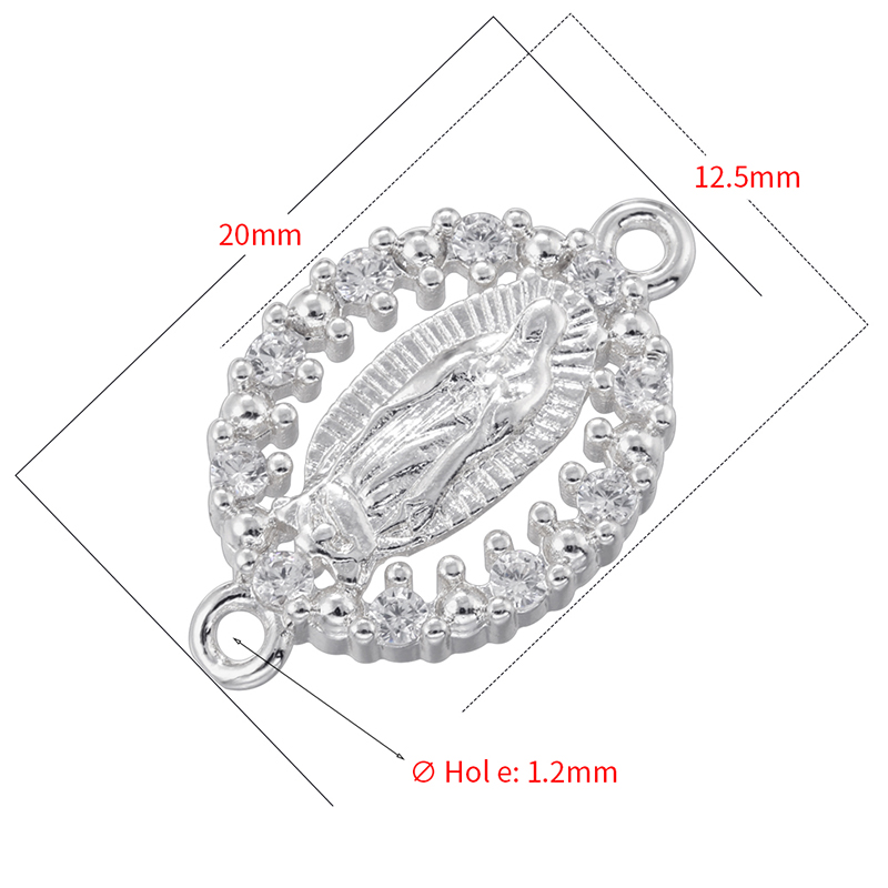 ZHUKOU-Colgante católico de la Virgen María de latón chapado en oro, manualidades con agujeros dobles, accesorios para collar y pulsera DIY: Con recubrimiento de titanio