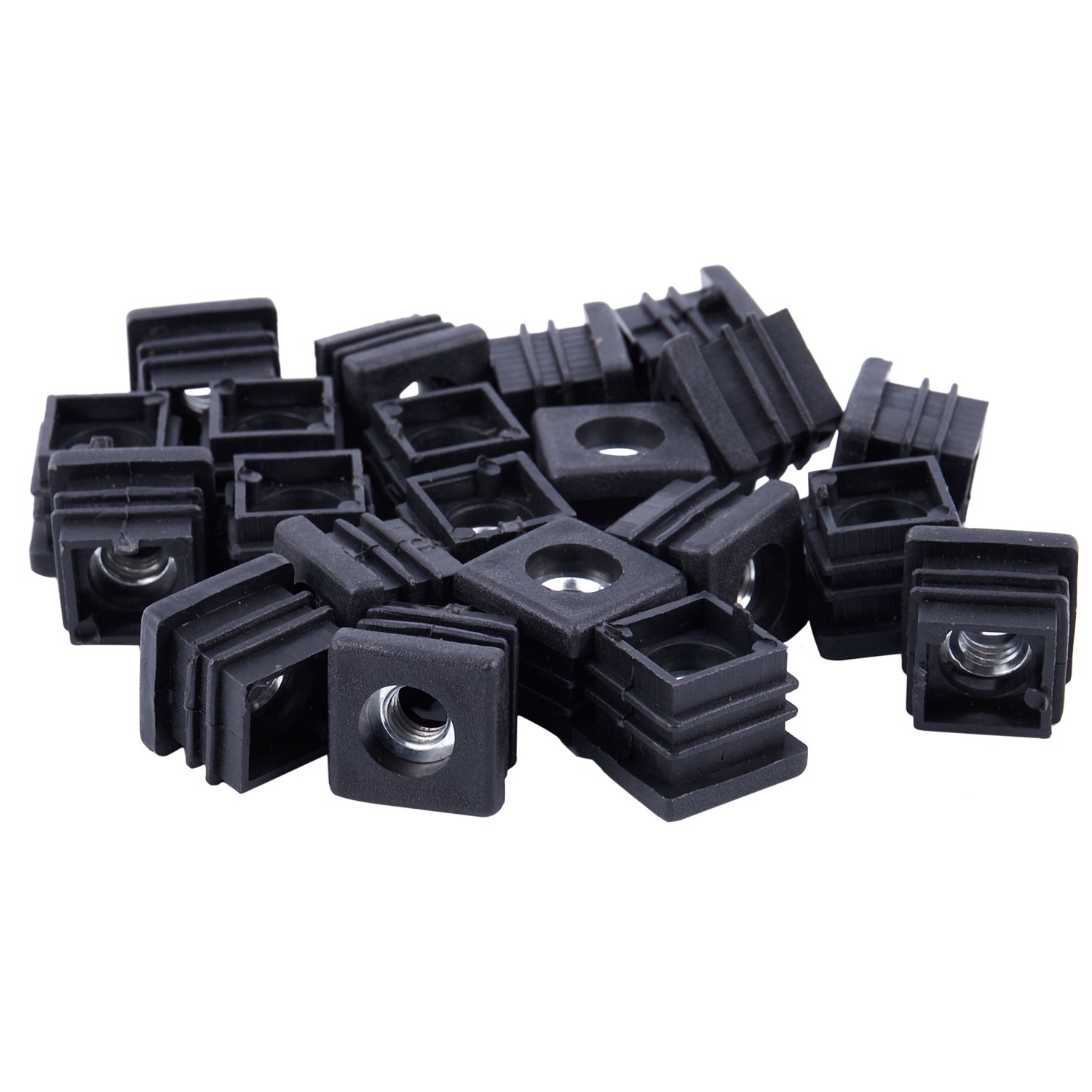 A04I Tapas de extremo de tubo cuadrado Tapones de inserción Rosca M8 20x20 mm 20 piezas Negro