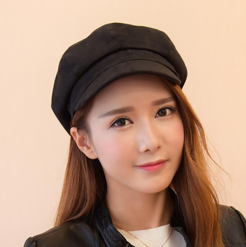 Suede Newsboy Cap Beret Female Male Flat Cap Autumn Winter Hats For Women Men Octagonal Cap Painter Hat Vintage England Artist