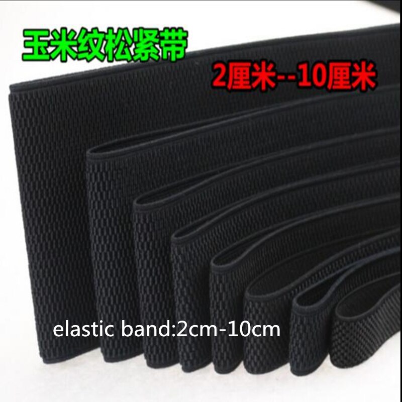 1 meter zwarte mais patroon elastische band brede elastische rubberen band kan diy riem, manchetten, broek, kraag. breedte 2-9.5cm