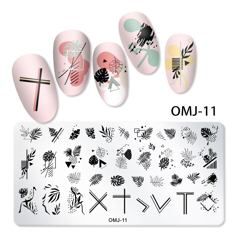 1Pc Nail Art estampage modèle plaque papillon géométrique en acier inoxydable transfert pochoirs ongles modèle bricolage polonais imprimer Image: OMJ-11