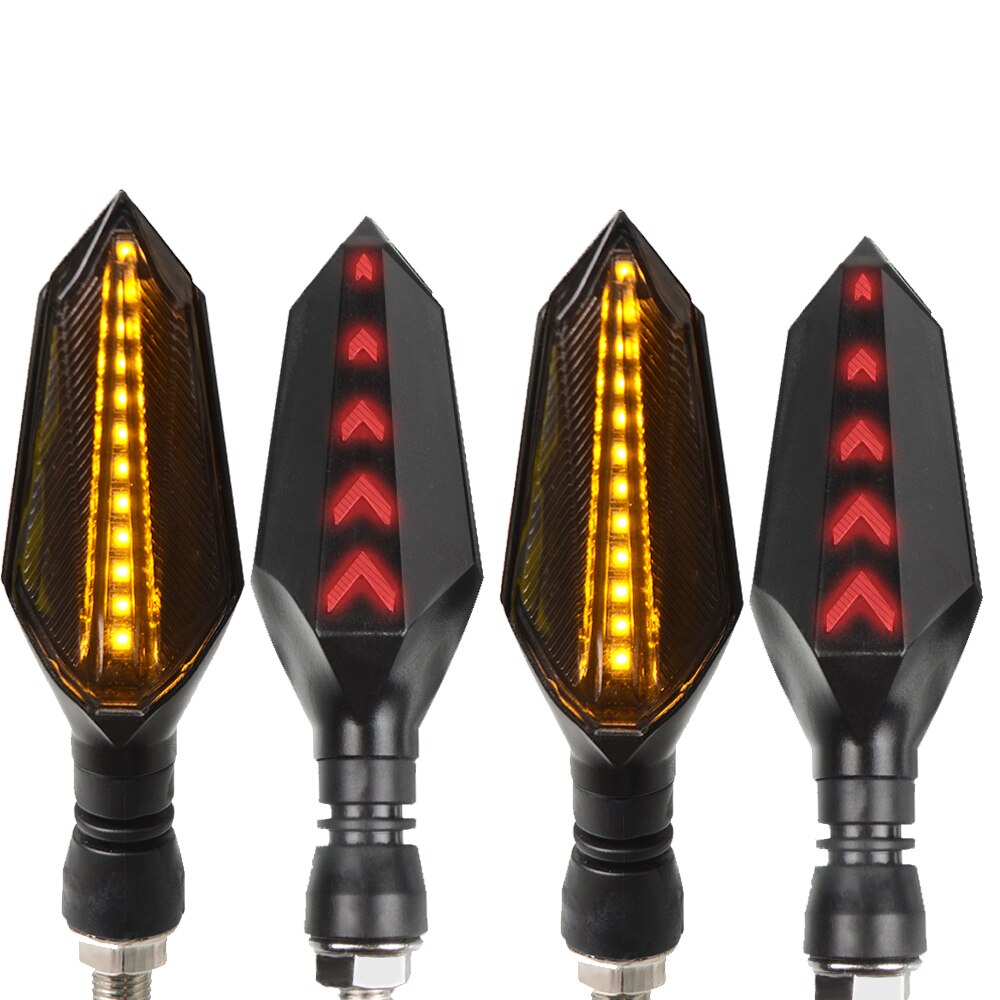 Luces LED universales de 12v para dirección de motocicleta Luz de señal de giro para motocicleta, luces indicadoras de Motor, estilismo de flecha para motocicleta: 2 pair yellow red