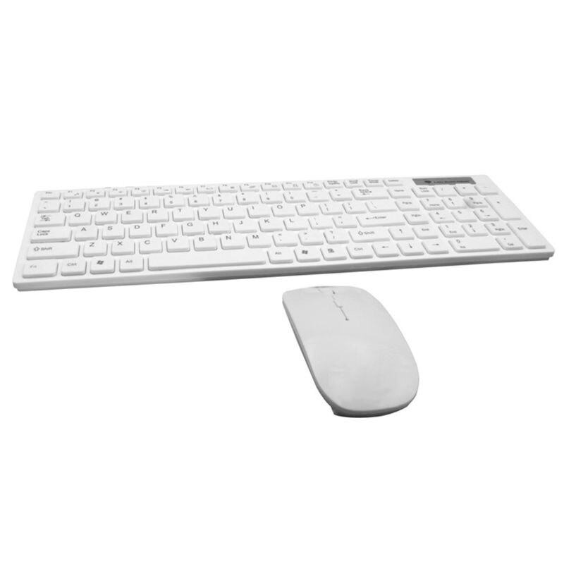 Universelt lydløst ultratyndt 2.4g trådløst tastatur og musesæt til bærbar pc-computer: Hvid