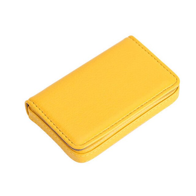 Ezone Leer Mannen Business Kaarthouder Credit Card Case Magnetische Knop Bankkaart Wallet Case Kaarthouder Voor Vrouwen 6.5*10Cm: YELLOW