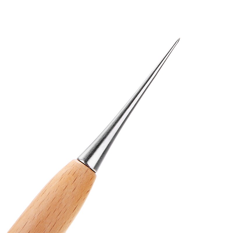 2 uds. De zapatos de costura de cuero de lona, herramienta con mango de madera, punzón punteado, herramienta de aguja para reparación, costura, punzón Artesanal de cuero