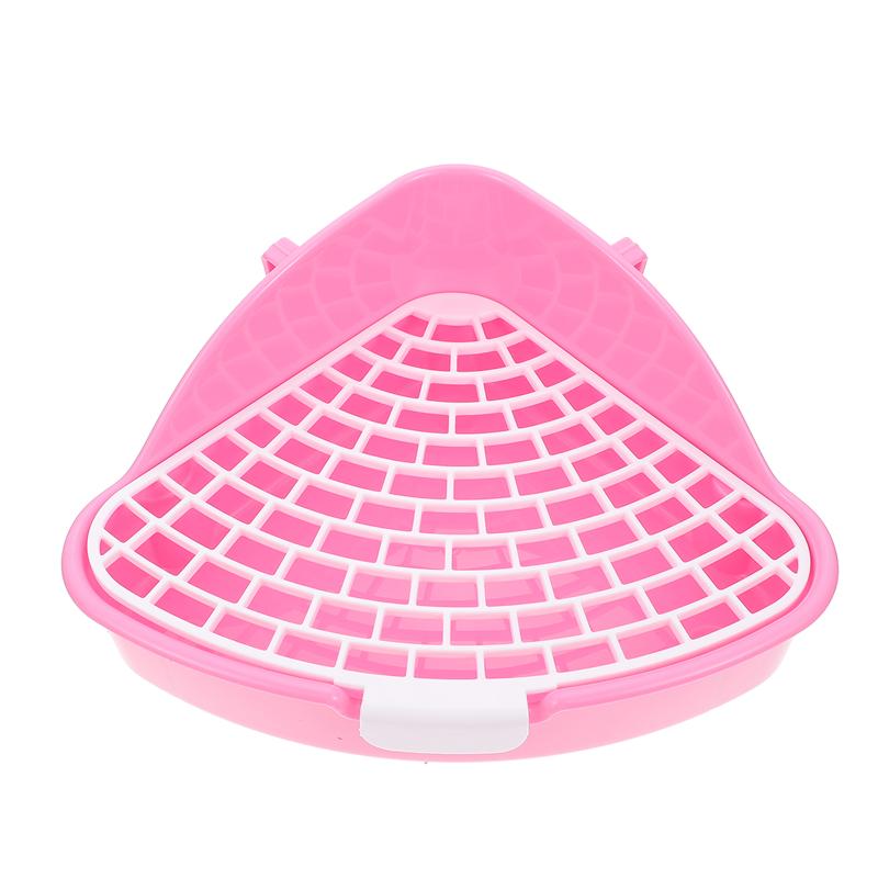 Bunny Litter Box Pet Toilet Triangle Potty Trainer Corner Litter Bedding Box Rabbit Toilet Hamster Triangle Toilet: Pink