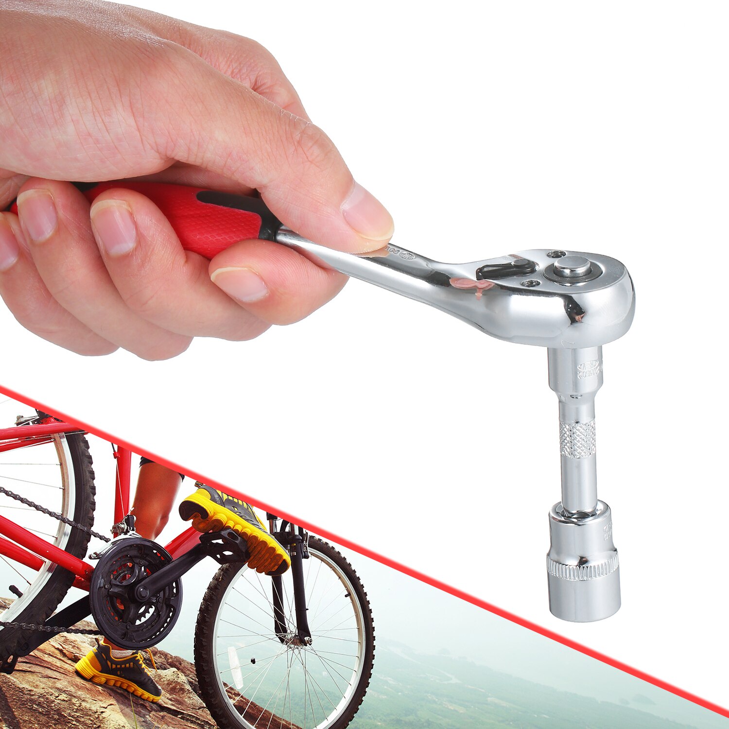 Ratcheting Socket Wrench Set Quick Release Reversible Ratchet Handle Swappable Spanners 2-Inch Extension Bar with Hanging Rack