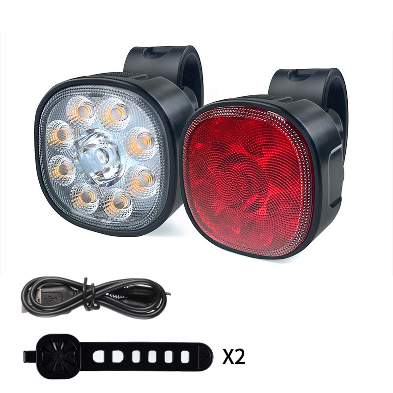 Fietsverlichting Set Hoge helderheid MTB-fietslamp Type-C Oplaadbaar Voor en achter Fietsen Veiligheid LED-verlichting Fietslantaarn: Rood