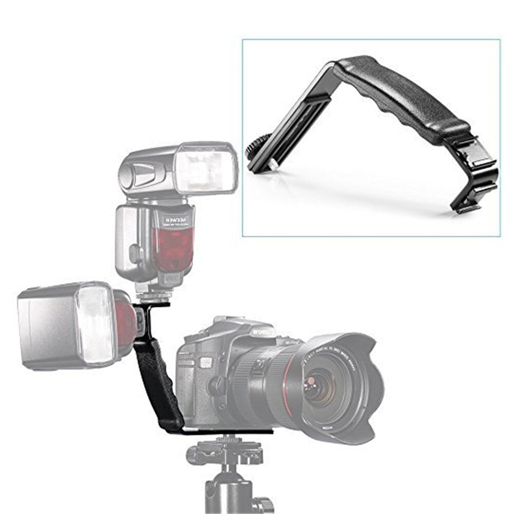 Universele Type L Camera Flash Bracket Camera Grip L Beugel Met 2 Standaard Side Shoe Mount Video Light Flash