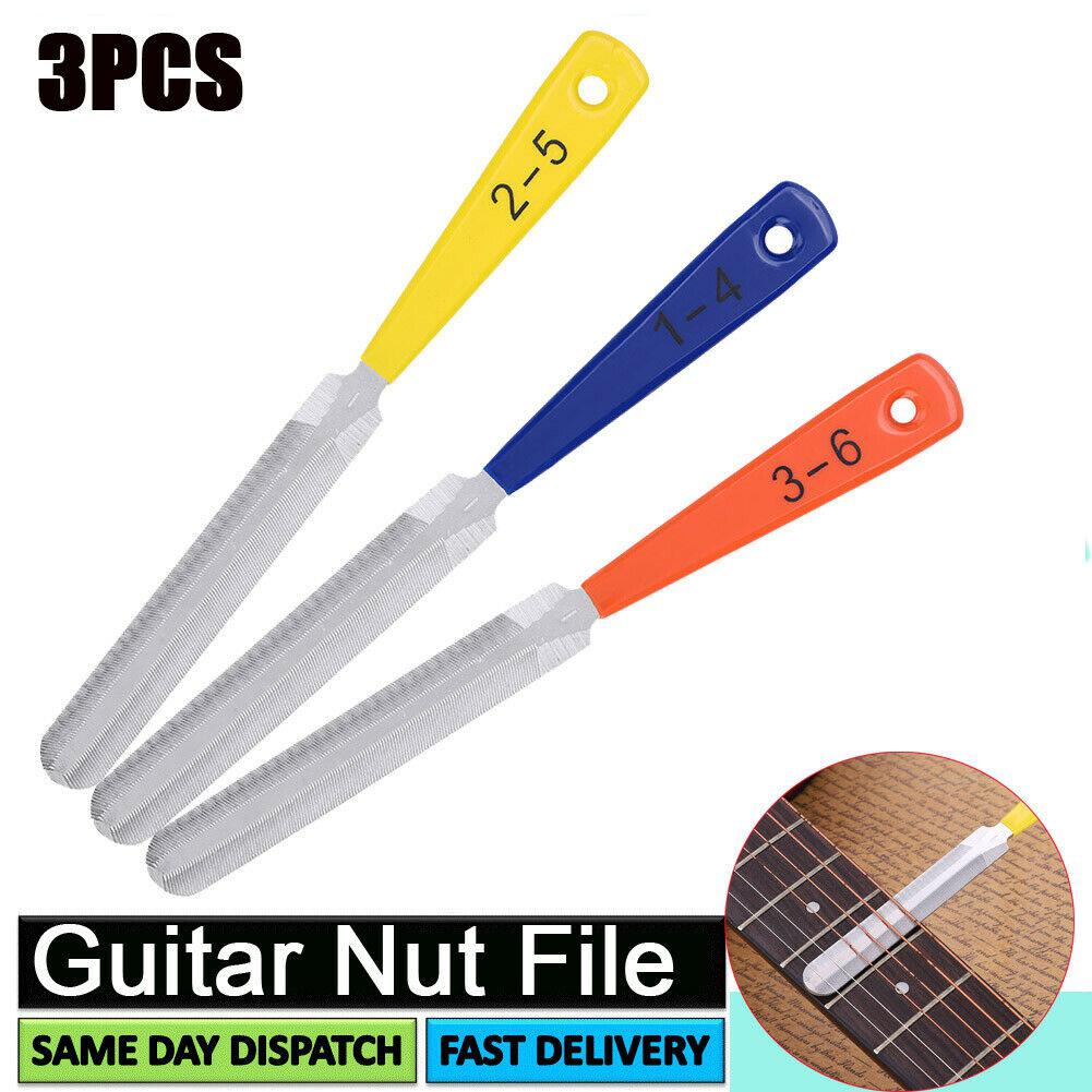 3pcs Double Sided Guitar Nut Slotting Saddle Files Luthier Tool Guitar Steel Fret Nut File Guitarra Bass Mandolin Repair Tools