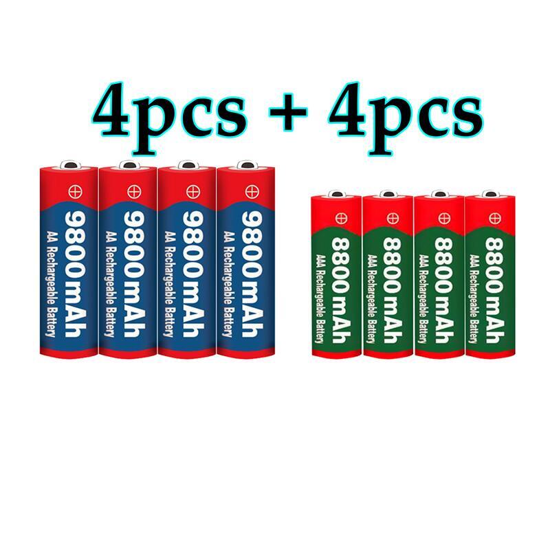 1.5v aa 9800 mah +1.5v aaa 8800 mah alkaline 1.5v genopladeligt batteri til urlegetøj kamera batteri