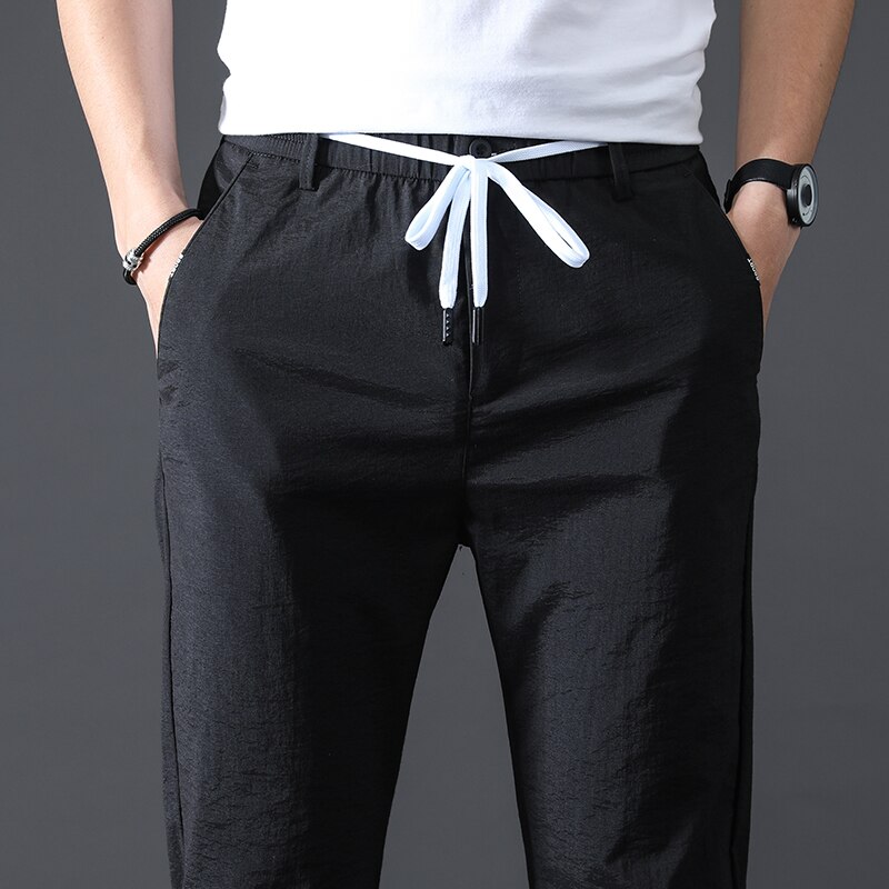 L'été Ultra-Mince Fiber De Viscose Pantalon de Costume D'affaires Pour Hommes Pantalon de Costume Slim Grande Taille Pantalon Formel Formelle Hommes Pantalons décontractés: 6801 black