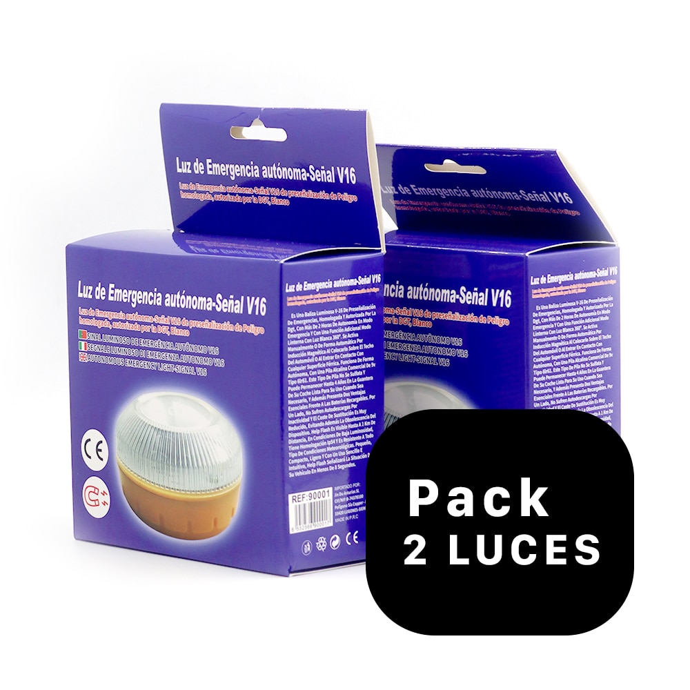 Luz/Luces de Emergencia V16, para el Coche, Moto, Camión, Imantada, Help-Flash, Luz para emergencias y Linterna, España: Pack 2 Luces