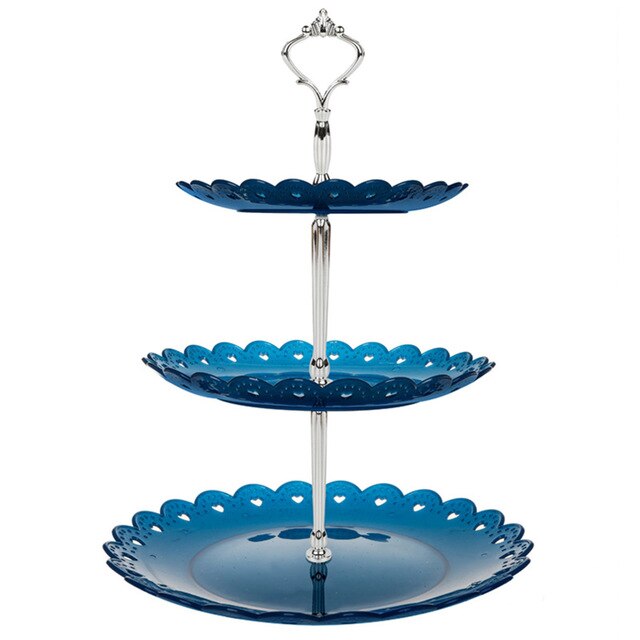 Wedding Cake Stand 3Layer Birthday Cupcake Dessert Fruits Plate Kitchen: Blue