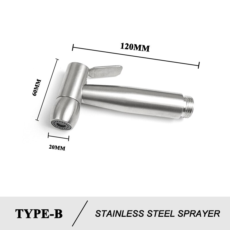 Brushed Steel Douche Kit Hand Held Bidet Sprayer Portable Toilet Bidet Faucet Shattaf Valve Jet Set Bathroom Hygienic Shower: Type B Sprayer Only