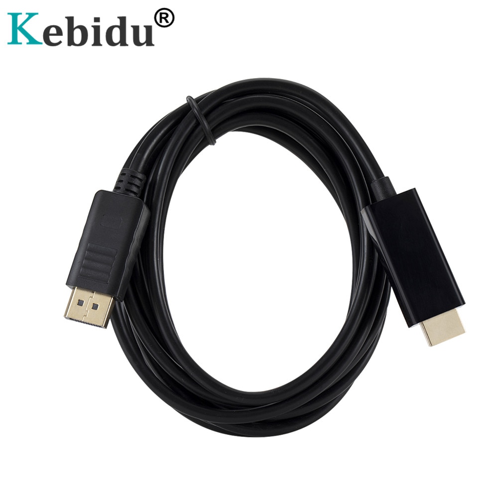 Kebidu 1.8m 3m dp til hdmi-kabel displayport skjermport dp hann til hdmi hann m/m kabeladapter for macbook air dell monitor