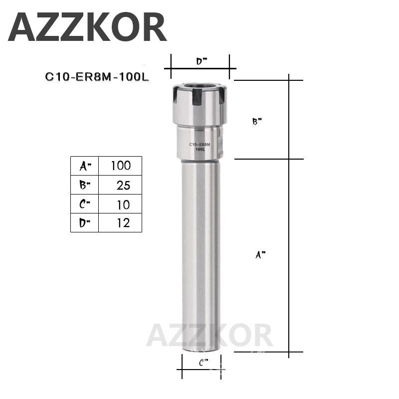 Straight Shank Handle Engraving Clamp Extension Collet Type M Chuck Holder Rod Tools Elongation ER8 ER11 ER1620 Milling System: C10-ER8M-100L