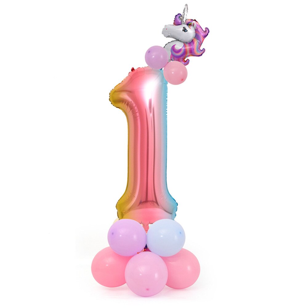 18 Pcs Eenhoorn Ballon Set Verjaardagsfeestje Ballonnen Regenboog 32 Inch Nummer 0-9 Kids Volwassenen Verjaardag Wedding Party ballon Decoratie