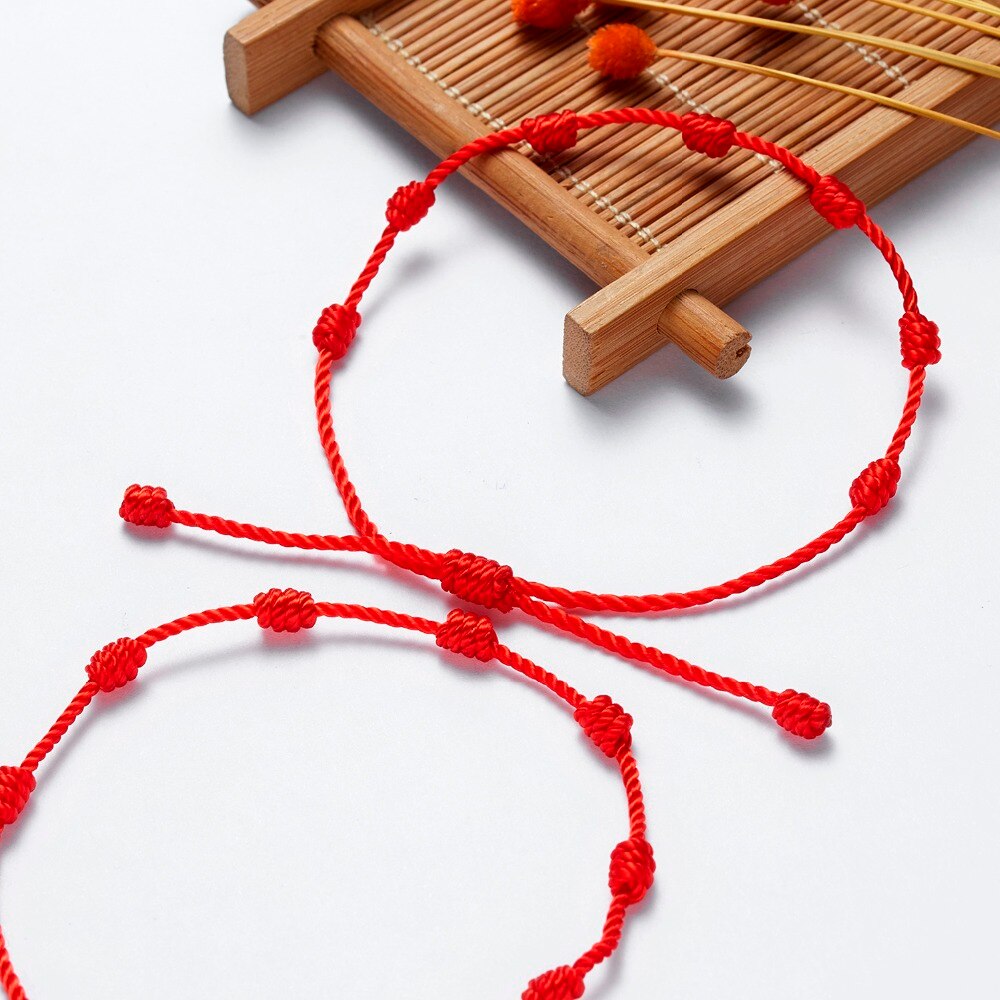 Simple 7 Knots Red String Bracelet for Protection Evil Eye Good Luck Amulet for Success and Prosperity Friendship Bracelet