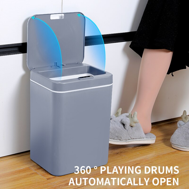 14/16L Intelligent Trash Bin Smart Automatic Trash Bins Induction Waste Bins Home Living Room Kitchen Bedroom Bathroom Trash Can