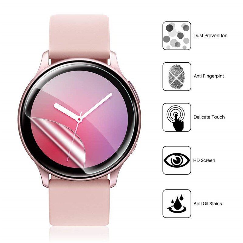 9D Soft Hydrogel Protective Film for Samsung Galaxy Watch Active 2 44mm 40mm Screen Protector Foil Scratch Resistant (Not Glass)