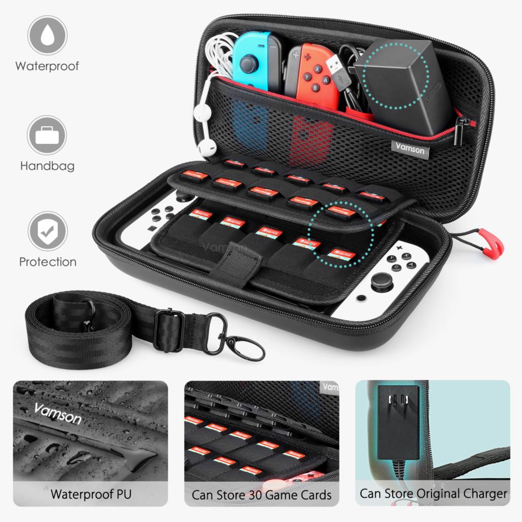 Vamson Crossbody Bag Game Accessoires Kit Voor Nintendo Switch Oled Reizen Opslag Draagtas Beschermhoes Voor Schakelaar Oled
