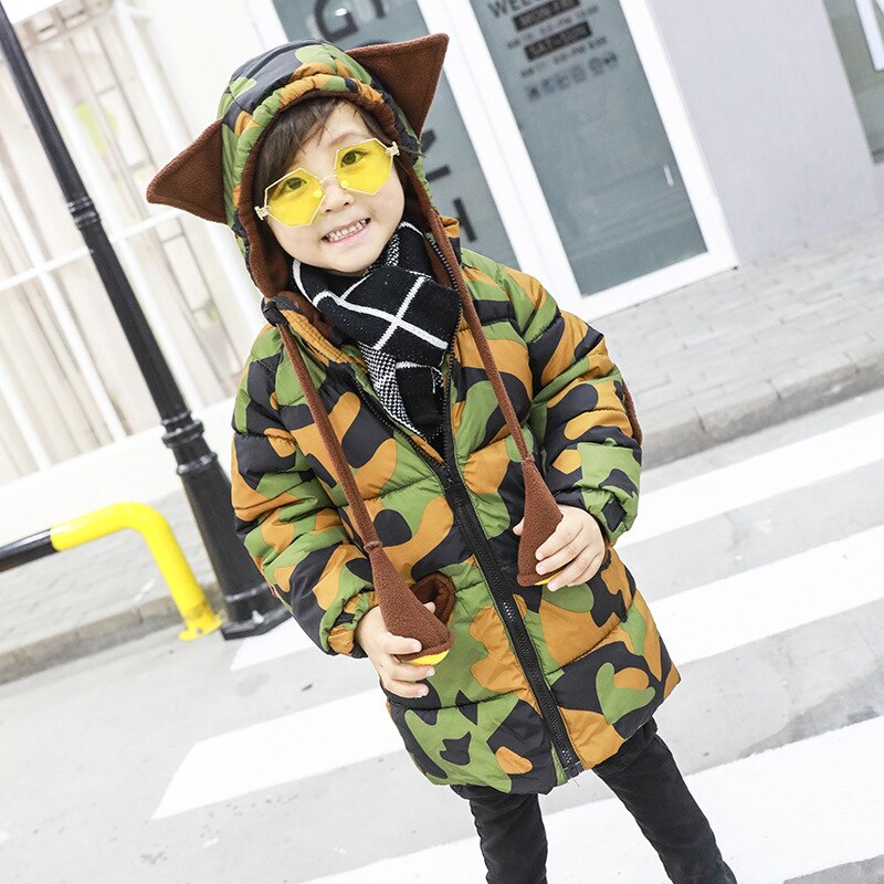 Vestes d'hiver pour garçons | Pull à capuche épais Long, manteau de camouflage, coréenne manteau pour enfants de 2-7 ans,: 3T