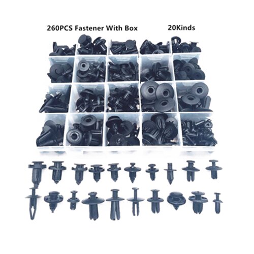 260PCS Auto Bumper Fender Screw Plastic Fastener Box Set For dodge magnum vw beetle srt8 jetta mk3 suzuki sx4 toyota fj cruiser: 260pcs set 4