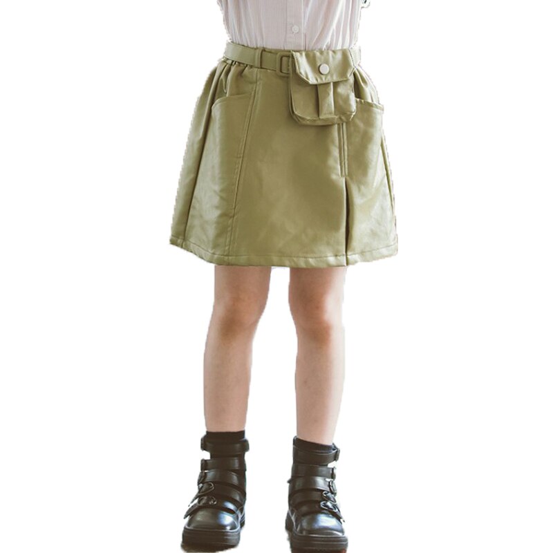 Faux Leather Skirts for Girls Summer Children's Party Skirts Bottom Solid Color Girls Skirt Casual Mini Skirt 4 6 8 12 14 Year: 7