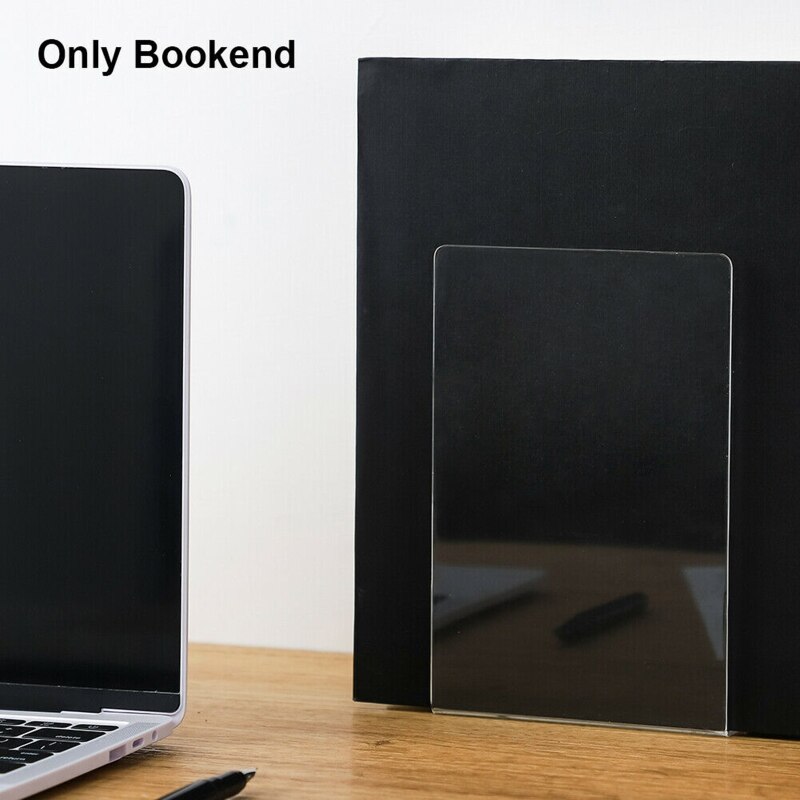 Desktop Organizer Office Stationery Book End Reading L Shape Transparent Acrylic
