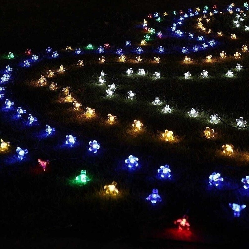 20/30/50 Led Peach Flower String Lamp Trendy Garden Decor Solar String Fairy Lights