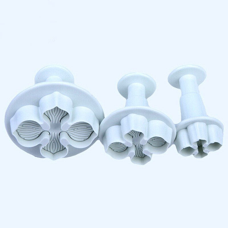 3 Stks/set Thuis Diy Bakvormen Bloem Plunger Cutter Mallen Reliëf Stempel Voor Fondant Cake Cookie