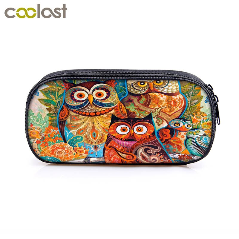 Nuit oiseau hibou imprimer étuis à cosmétiques porte-crayons femmes sac de maquillage filles papeterie sac école étui boîte à crayons fournitures scolaires