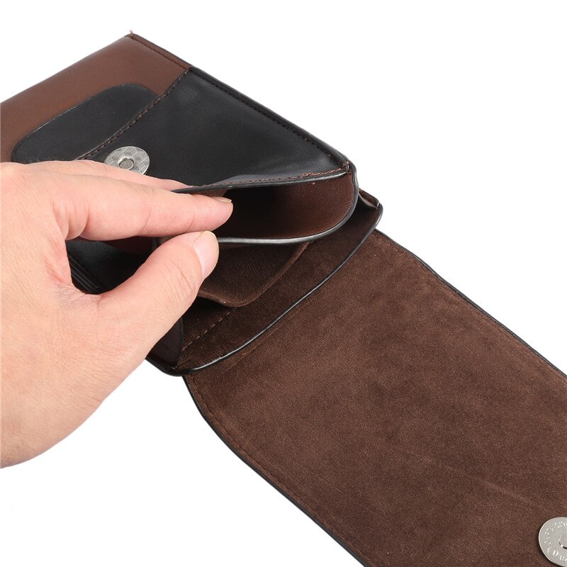 Yiang män midjeväska läder 6.5/6.3 tum mobiltelefon / mobiltelefon myntväska ficka bälte bum påse pack pu material 4 färger