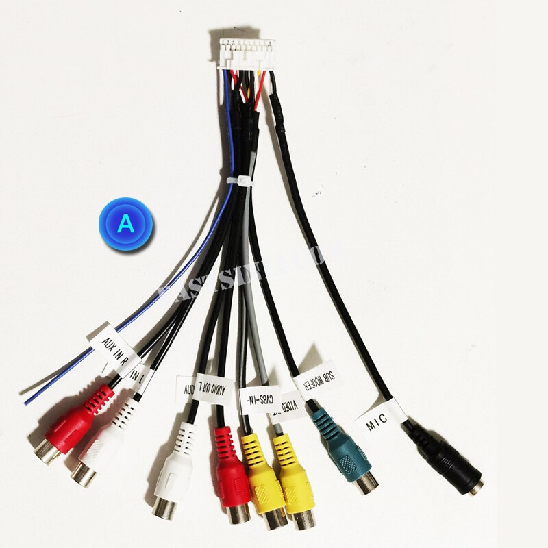 Microphone USB GPS Rear View Camera RCA Output AUX SIM Card Slot Radio Converter 16PIN 4G Power Cable For Car Navigation