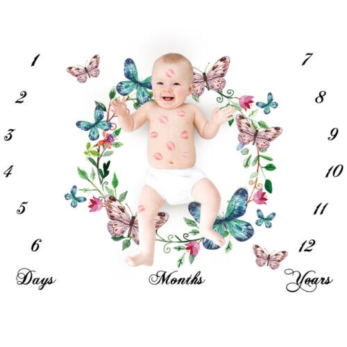 Sød baby baby milepæl tæppe foto fotografering prop til bebe dreng pige baggrund klud kalender klapvogn dækning skyder klud