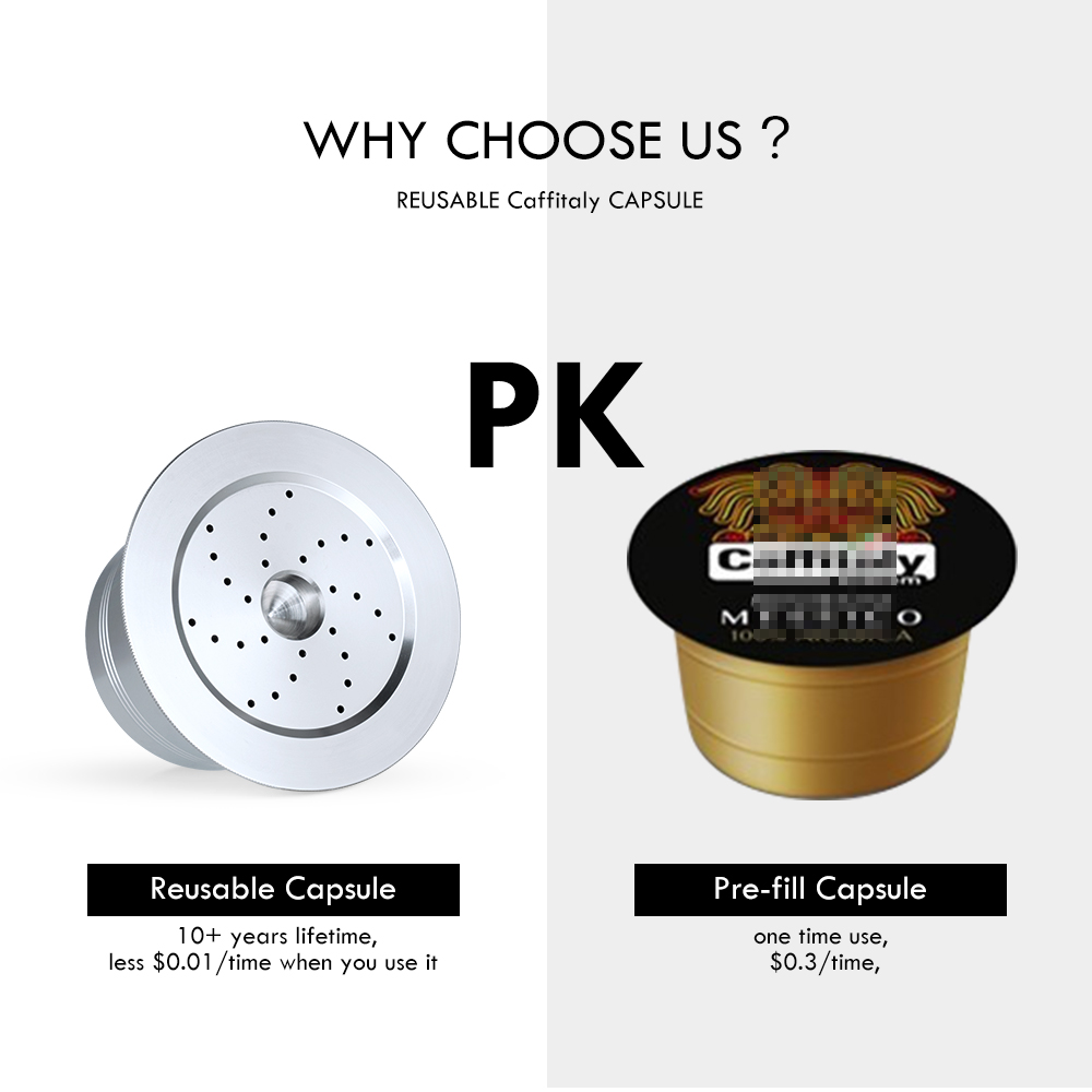 Reusable Coffee Filter Capsule for Caffitaly S21 Machine Refillable Plastic Stainless Steel Coffee Pods Fit 3 Corações Cafeteira