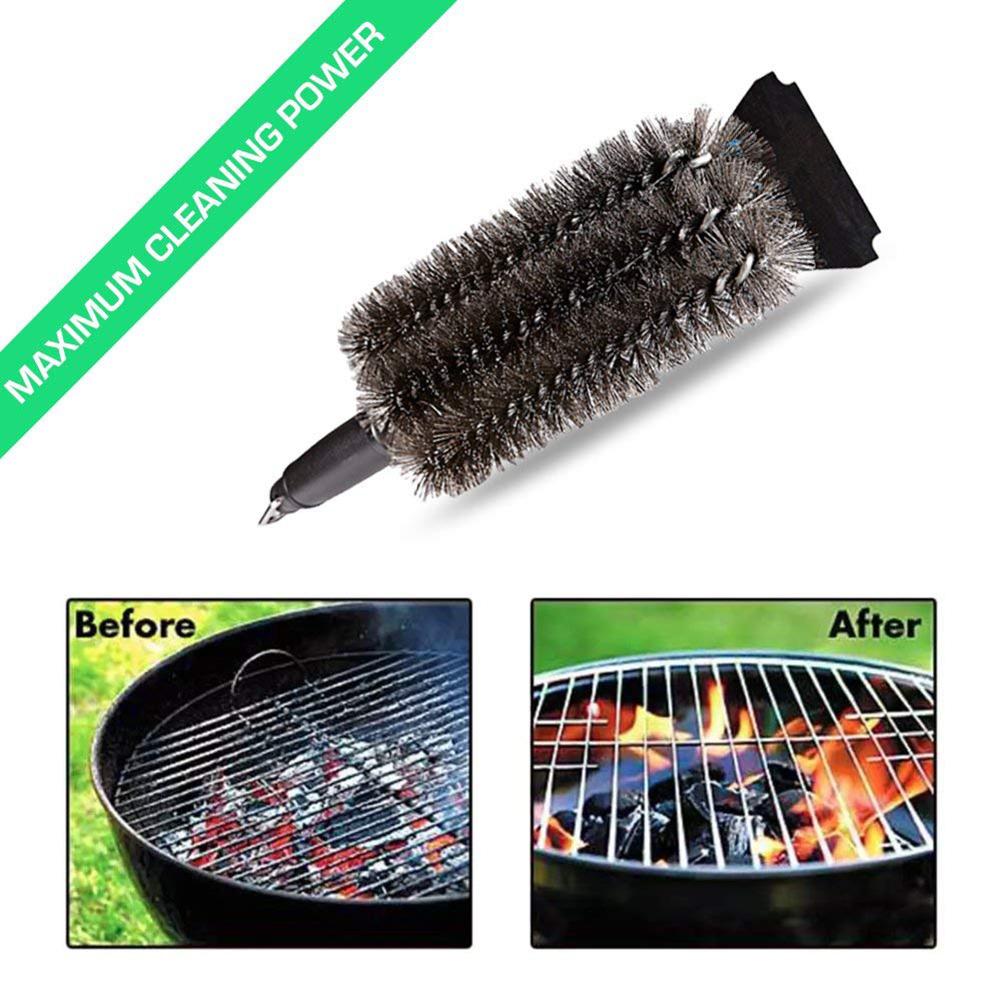 Stainless steel barbecue cleaning brush, wire three-in-one outdoor cleaner, large brush