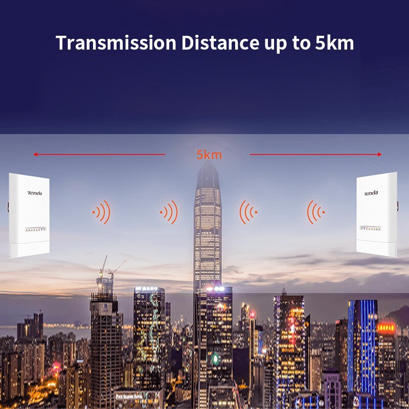 Tenda OS3 5Km 5Ghz 867Mbps Outdoor Cpe Draadloze Wifi Repeater Extender Router Ap Access Point Wifi Brug met Poe Adapter