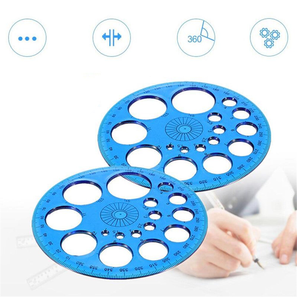 360 Degree Protractor All Round Ruler School Drafting Supplies For Students 16 Circular Cutouts Plastic Clear and easy to read